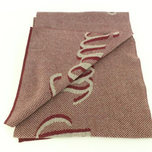 Louis Vuitton Handwriting Burgundy Scarf 4lk830s - Picture 7 of 12